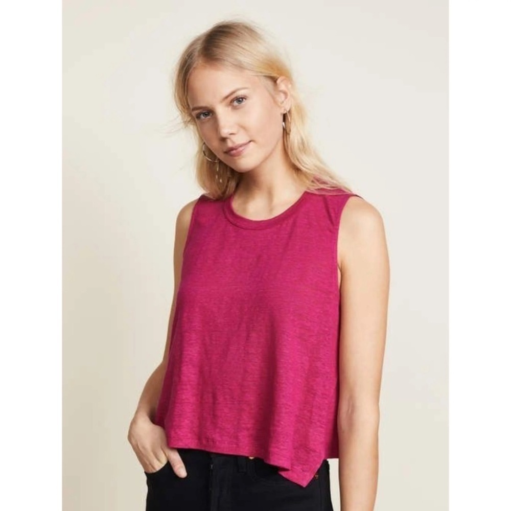 A.L.C. Linen Cropped Top Asymmetrical Hem (S)